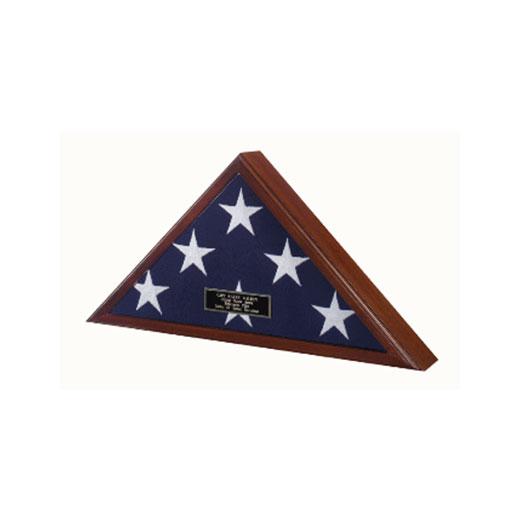 Large American-made flag display case for 5' x 9.5' flags, featuring true mitered corners and a glass front.