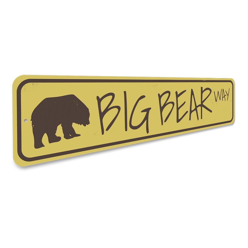 Big Bear Way Sign made of high-quality aluminum, featuring a rustic design perfect for lakehouses.