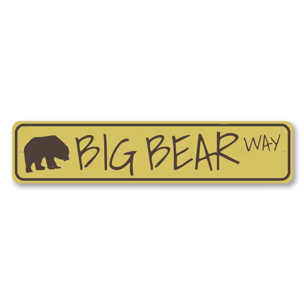Big Bear Way Sign made of high-quality aluminum, featuring a rustic design perfect for lakehouses.