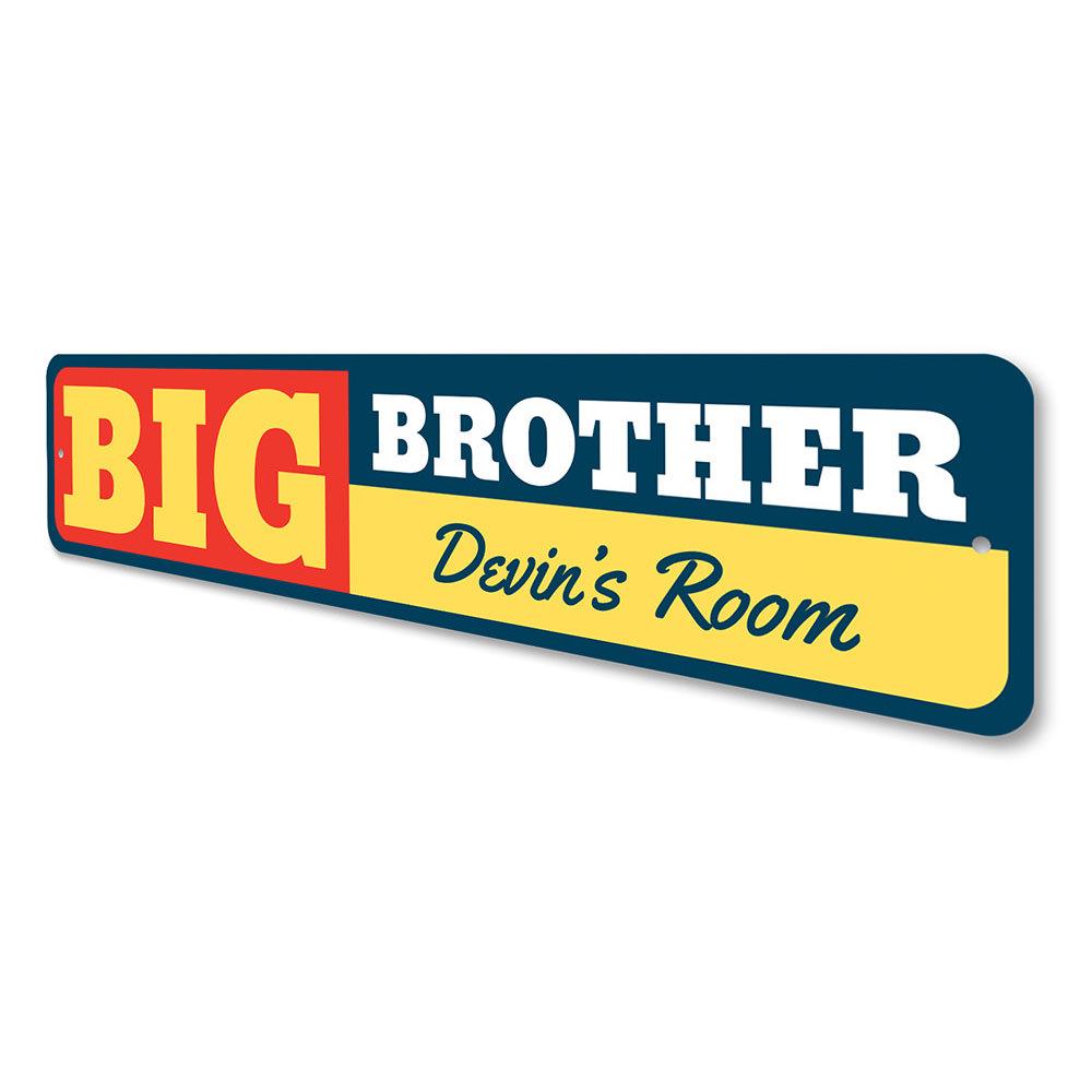 A decorative Big Brother sign made of high-quality aluminum, featuring customizable text, perfect for children's rooms.