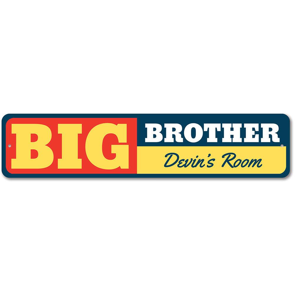 A decorative Big Brother sign made of high-quality aluminum, featuring customizable text, perfect for children's rooms.