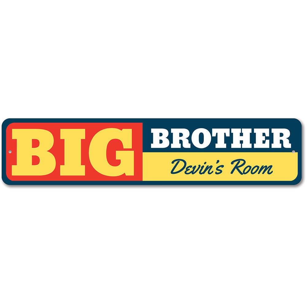 A decorative Big Brother sign made of high-quality aluminum, featuring customizable text, perfect for children's rooms.