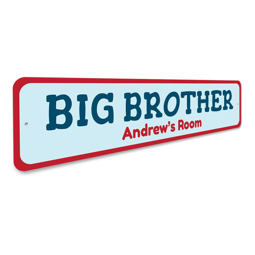 Big Brothers Room Sign made of durable aluminum, featuring customizable text for a personalized touch in a child's room.