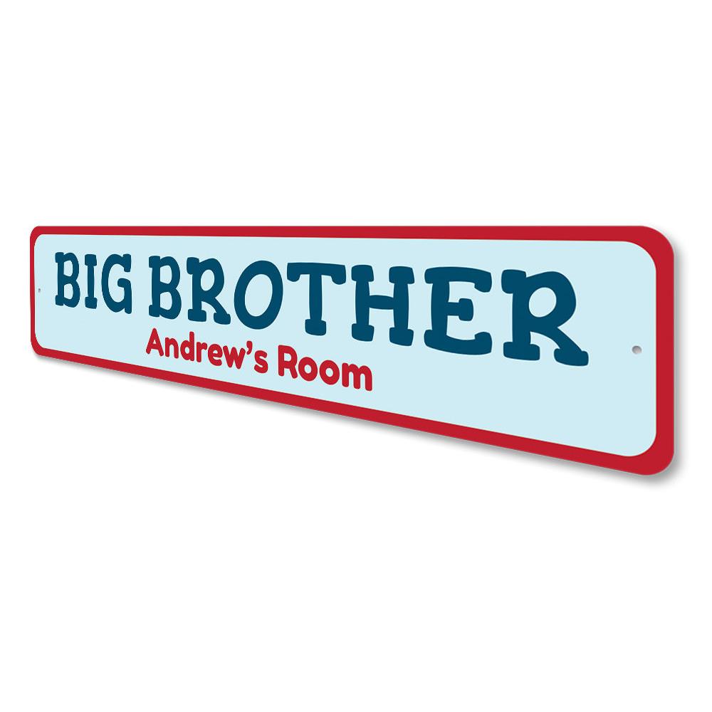 Big Brothers Room Sign made of durable aluminum, featuring customizable text for a personalized touch in a child's room.