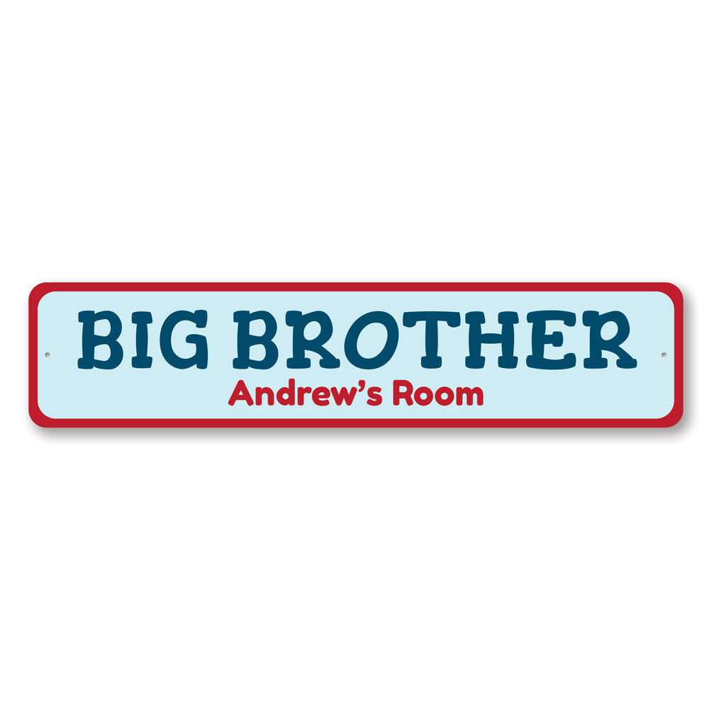 Big Brothers Room Sign made of durable aluminum, featuring customizable text for a personalized touch in a child's room.
