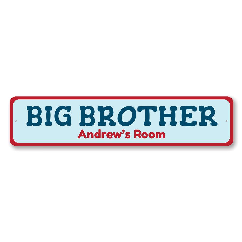 Big Brothers Room Sign made of durable aluminum, featuring customizable text for a personalized touch in a child's room.