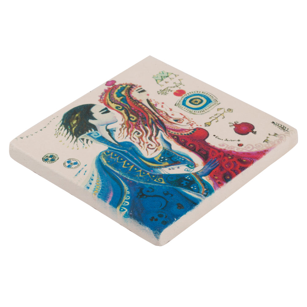 Biggdesign Liebe Glasuntersetzer aus natürlichem Limbra Stein mit romantischem Design von Canan Berber, ideal für Tischschutz.