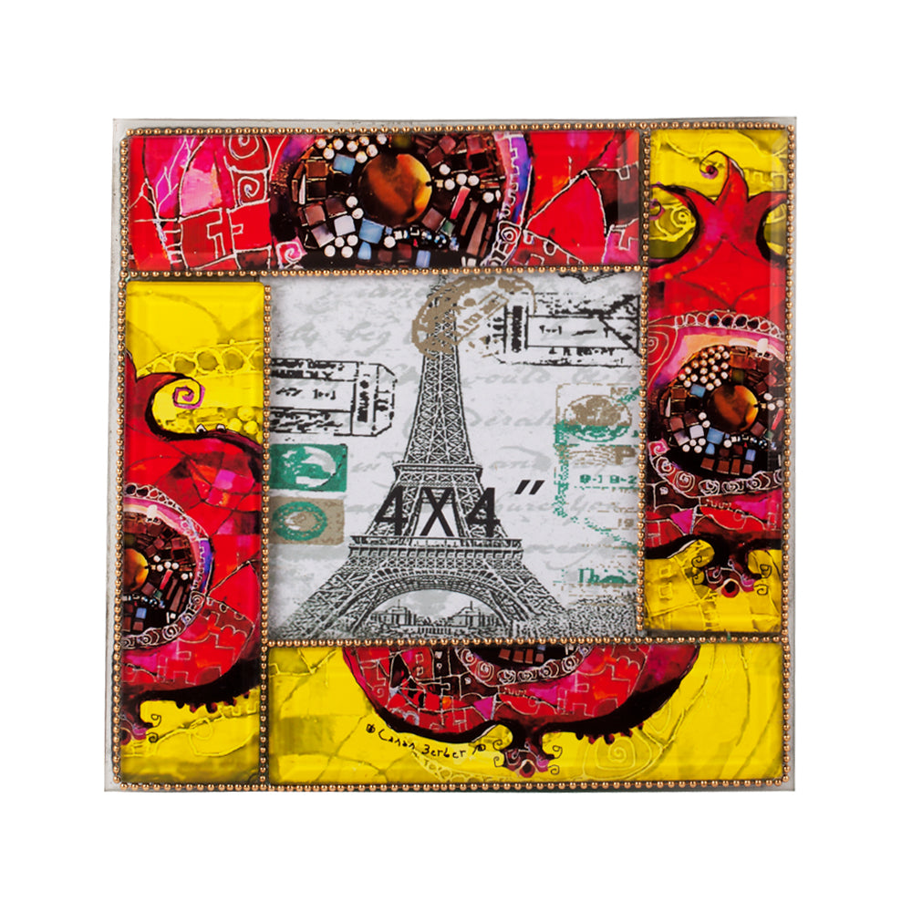 BiggDesign Perlen Granatapfelrahmen mit buntem Design, ideal für Fotos von besonderen Erinnerungen.