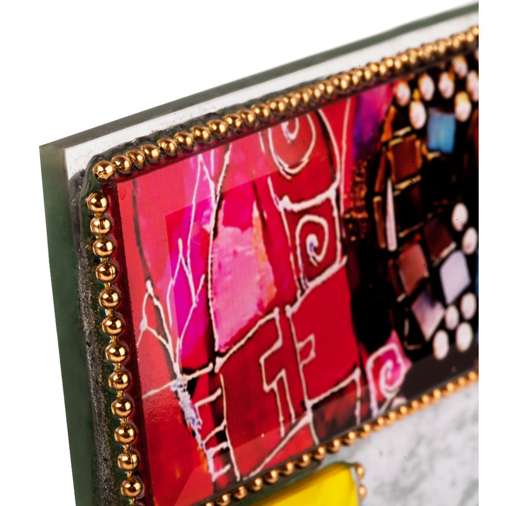 BiggDesign Perlen Granatapfelrahmen mit buntem Design, ideal für Fotos von besonderen Erinnerungen.