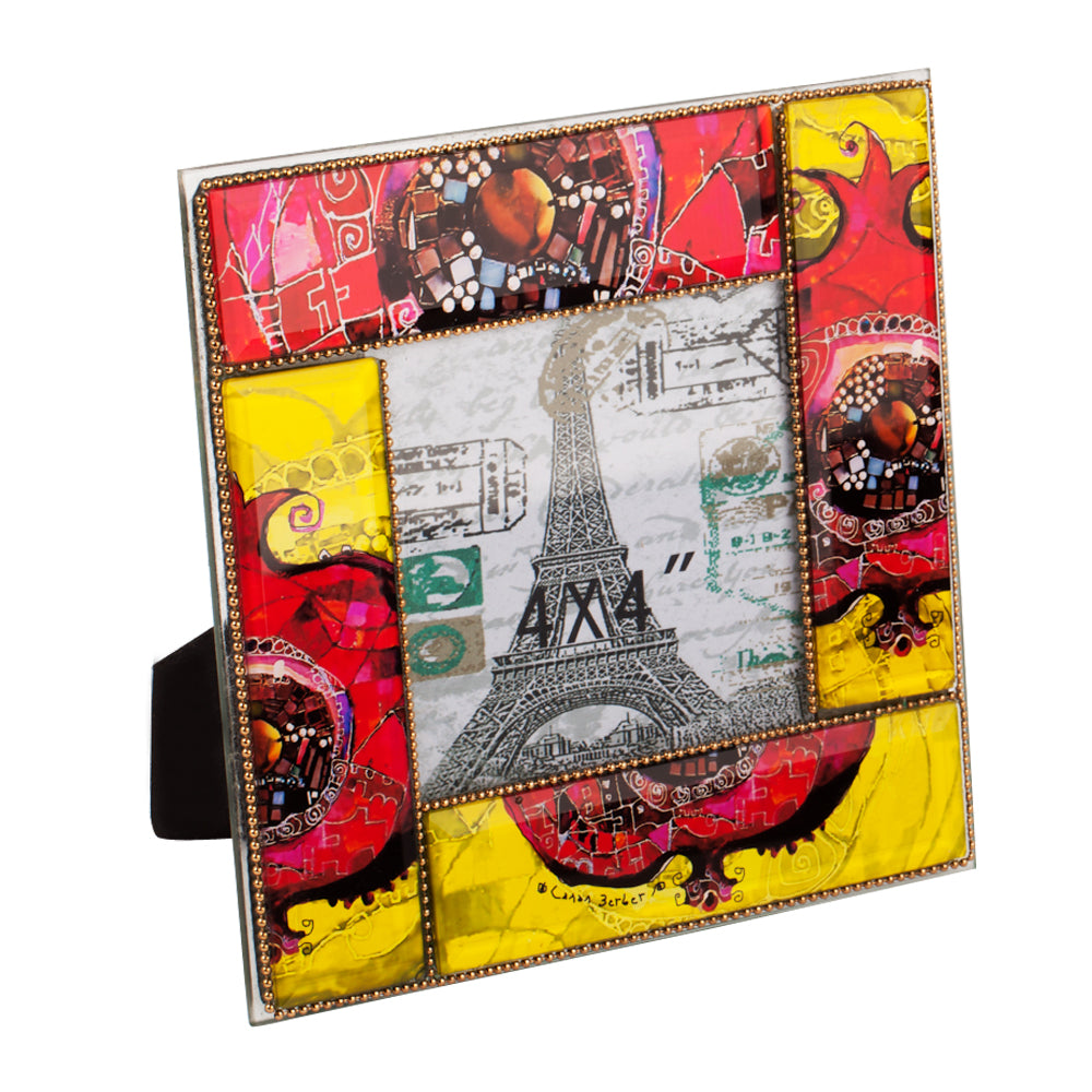 BiggDesign Perlen Granatapfelrahmen mit buntem Design, ideal für Fotos von besonderen Erinnerungen.