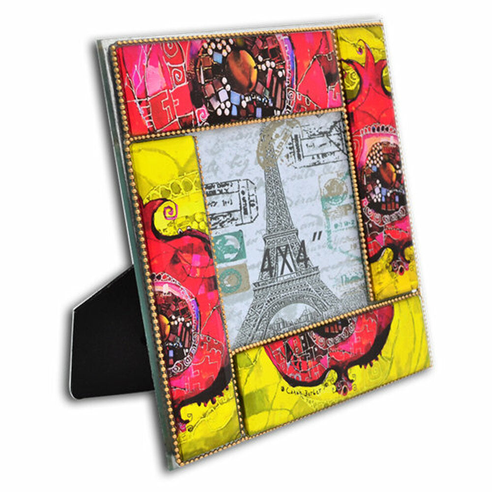 BiggDesign Perlen Granatapfelrahmen mit buntem Design, ideal für Fotos von besonderen Erinnerungen.