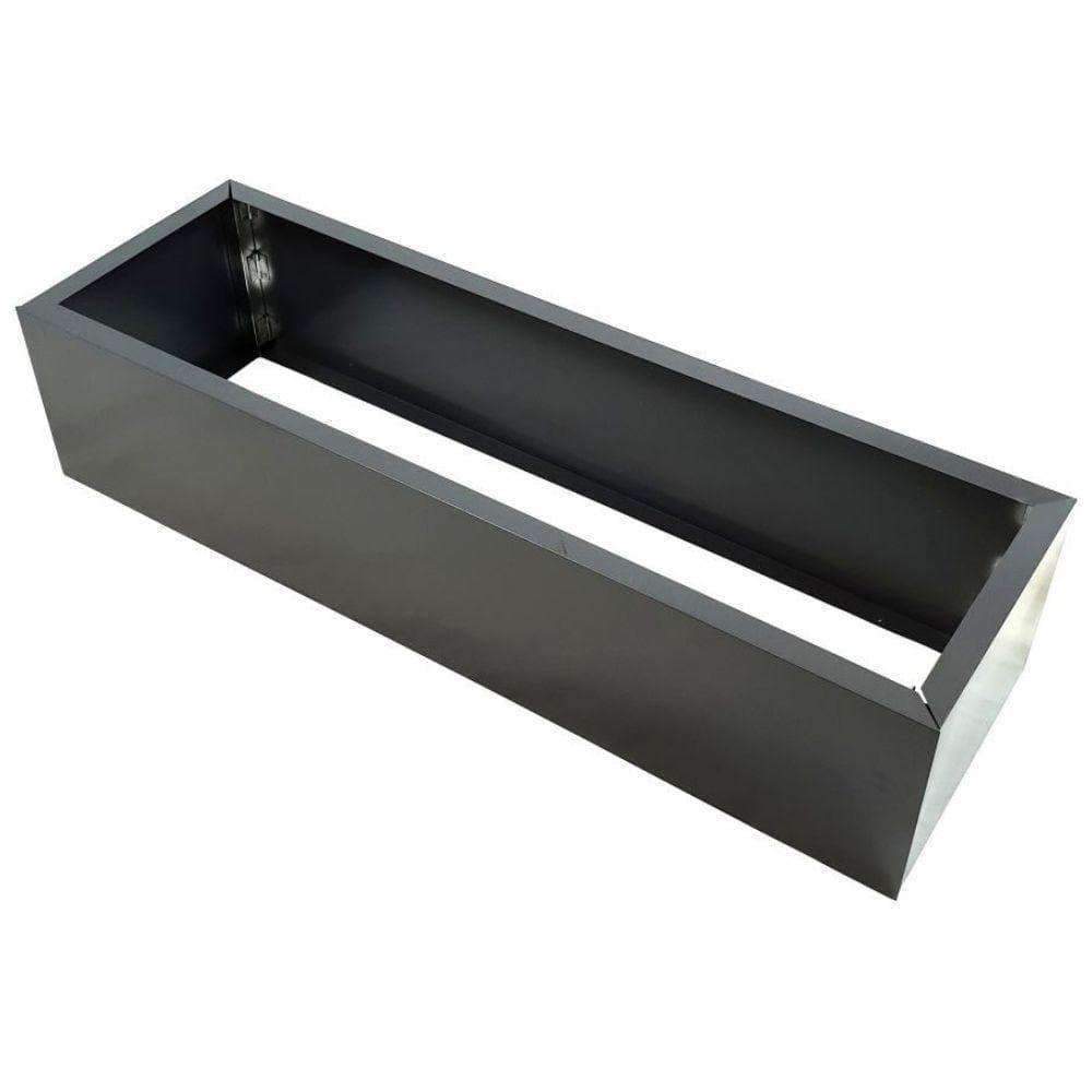Large black metal planter designed for faux hedges, featuring a sleek powder-coated finish and pre-drilled holes for easy assembly.