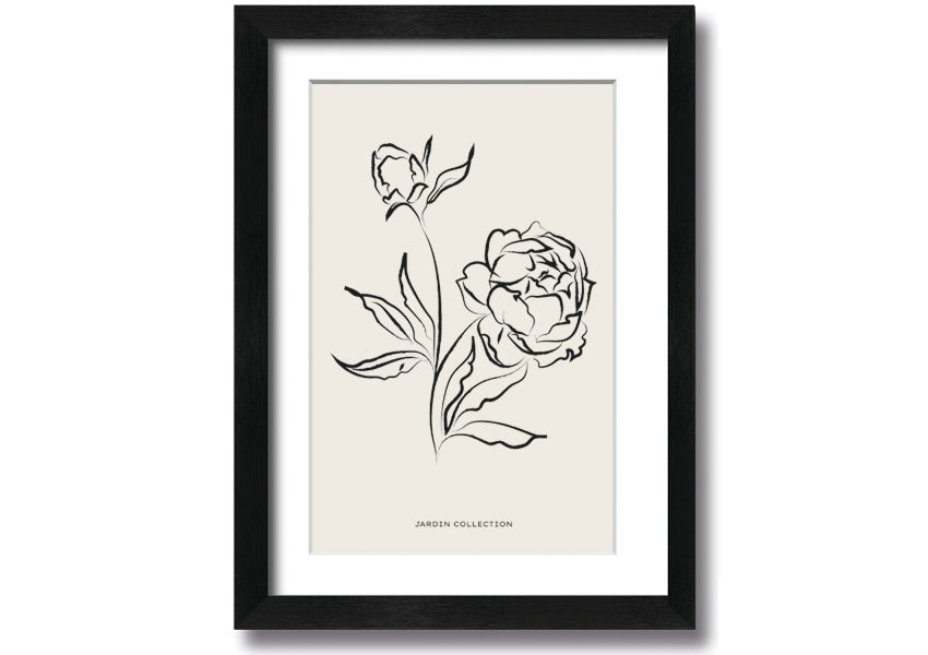 A beautifully framed print of vibrant flowers in full bloom, showcasing multiple frame colour options.