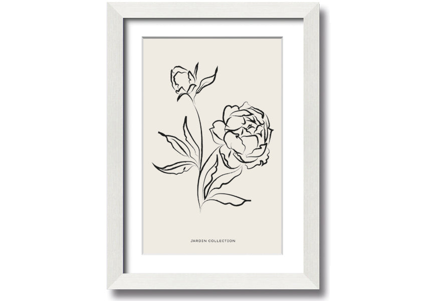 A beautifully framed print of vibrant flowers in full bloom, showcasing multiple frame colour options.