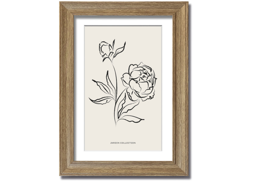 A beautifully framed print of vibrant flowers in full bloom, showcasing multiple frame colour options.