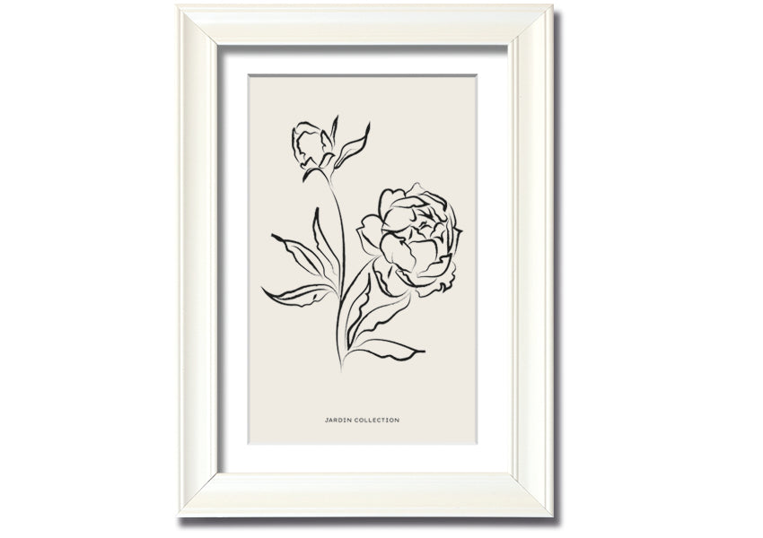 A beautifully framed print of vibrant flowers in full bloom, showcasing multiple frame colour options.