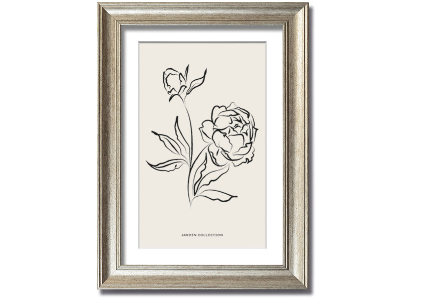 A beautifully framed print of vibrant flowers in full bloom, showcasing multiple frame colour options.