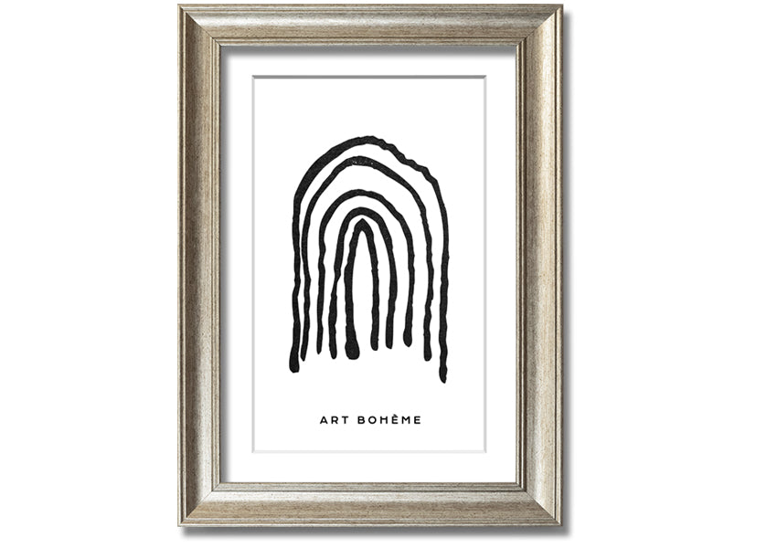 A colorful Bohemian Rainbow framed print showcasing vibrant hues in a stylish frame, ready to hang.