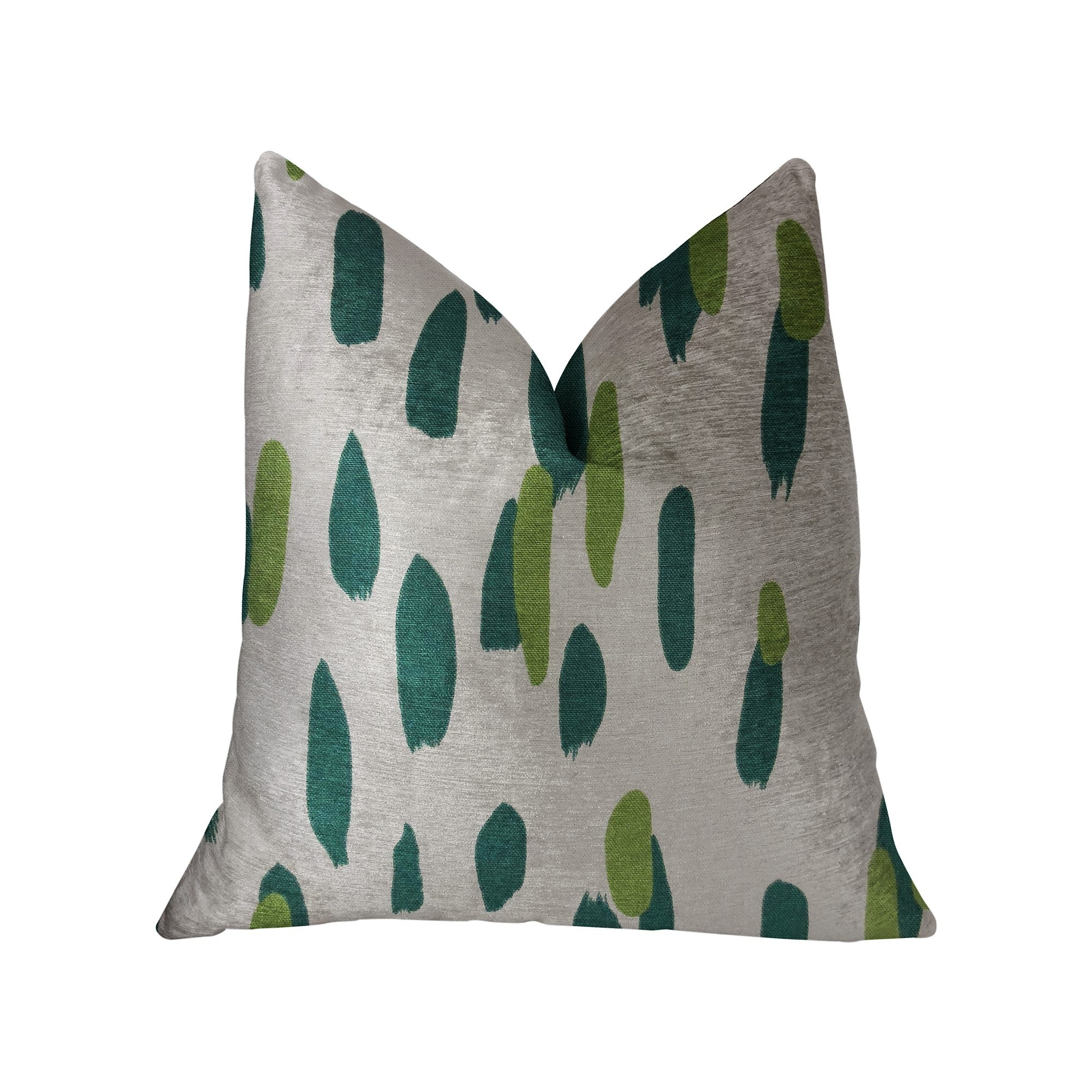 Bosky Willow Green and Beige Luxury Throw Pillow featuring a dot pattern, handmade in the USA with an invisible zipper and hypoallergenic fill.