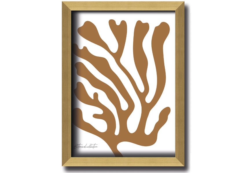 Botanical Coral Beige framed print showcasing delicate botanical design in soft earthy tones.