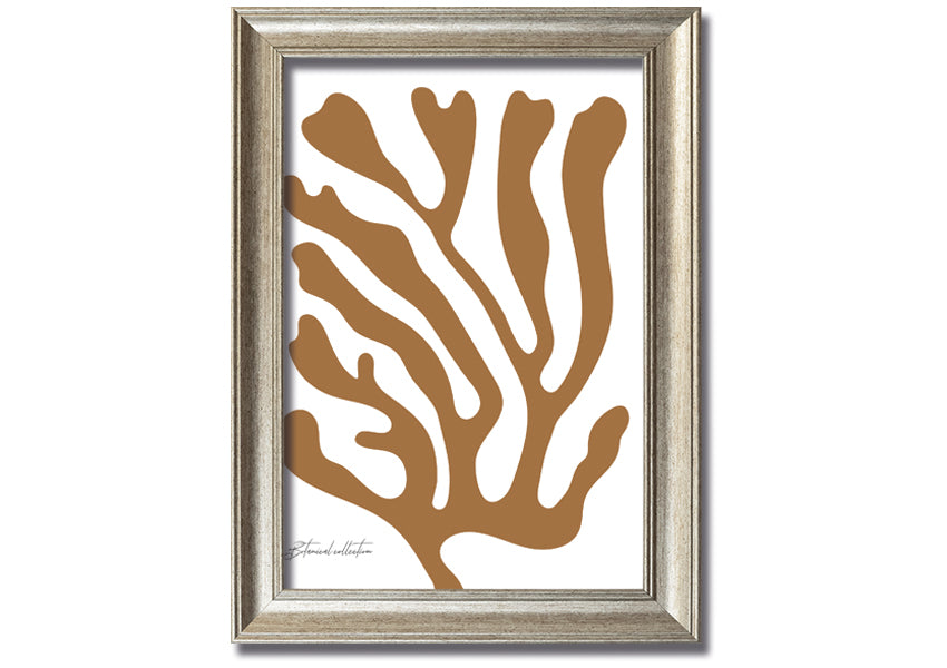 Botanical Coral Beige framed print showcasing delicate botanical design in soft earthy tones.