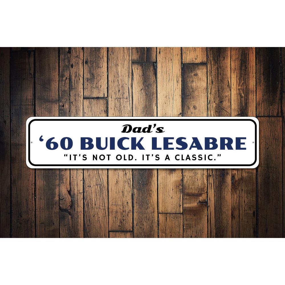 Custom Buick Lesabre metal sign, showcasing high-quality aluminum with vibrant colors, perfect for garages and man caves.