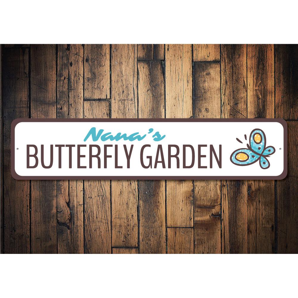 A beautifully crafted Butterfly Garden Sign made from high-quality aluminum, featuring vibrant colors and intricate butterfly designs, perfect for indoor or outdoor decor.