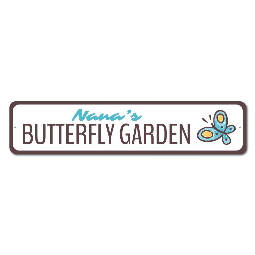 A beautifully crafted Butterfly Garden Sign made from high-quality aluminum, featuring vibrant colors and intricate butterfly designs, perfect for indoor or outdoor decor.