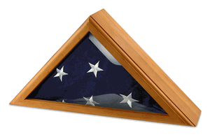 Cadet III Flag Display Case made of oak wood, featuring beveled glass front and removable back panel, designed for 3ft x 5ft flags.