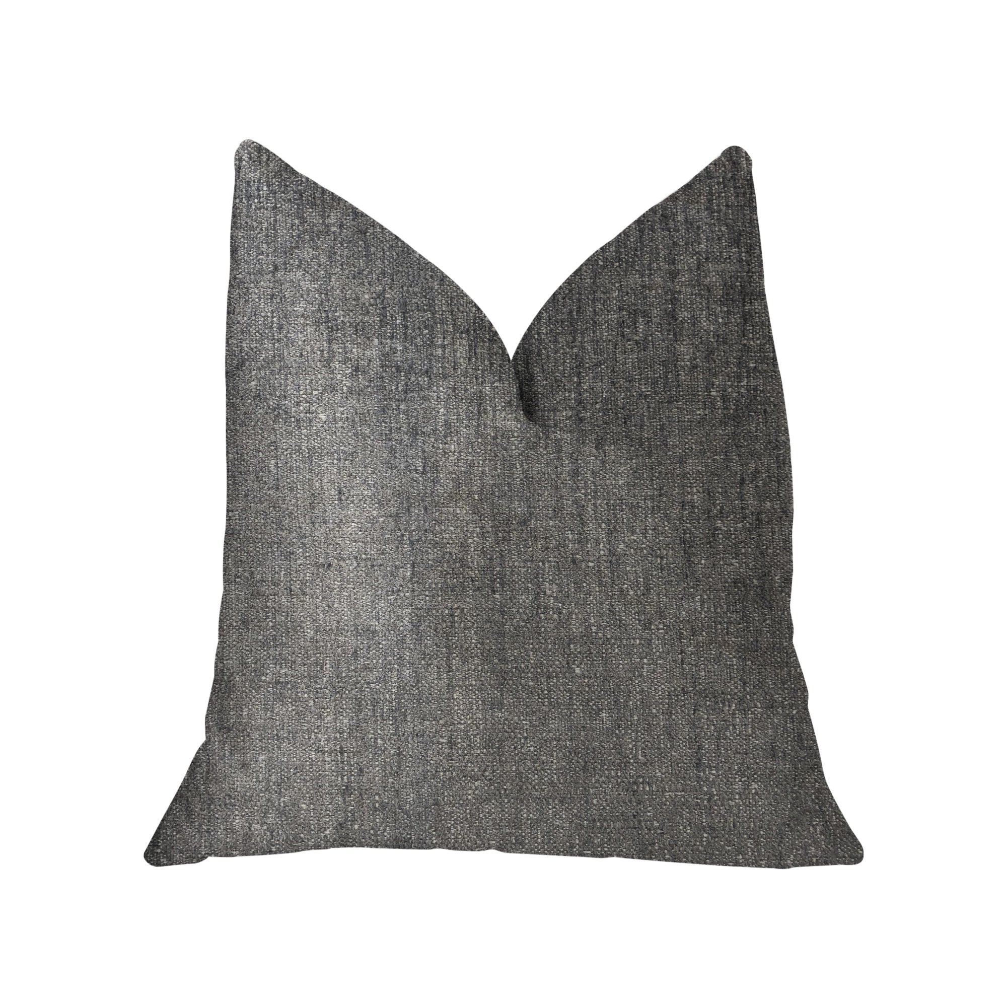 Cambridge Gray and Silver Luxury Throw Pillow featuring a soft fabric blend with an elegant design, showcasing its double-sided feature and invisible zipper.
