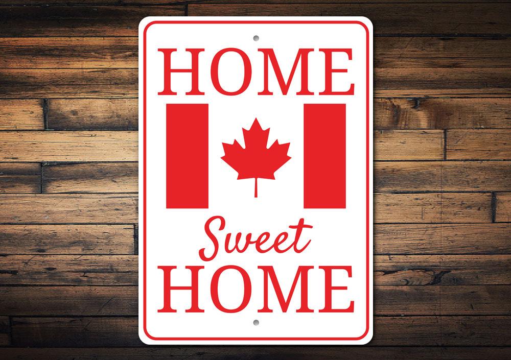 A beautifully crafted Canadian Home Sign made from high-quality aluminum, featuring customizable text and pre-drilled holes for easy mounting.