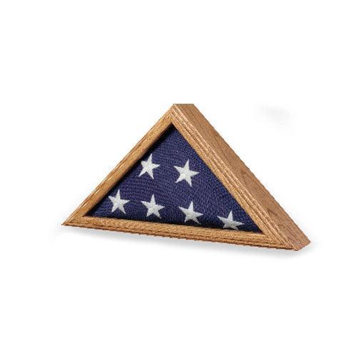 Capitol Flag Case displaying a 3' x 5' flag with a glass front and wooden frame in Cherry finish.