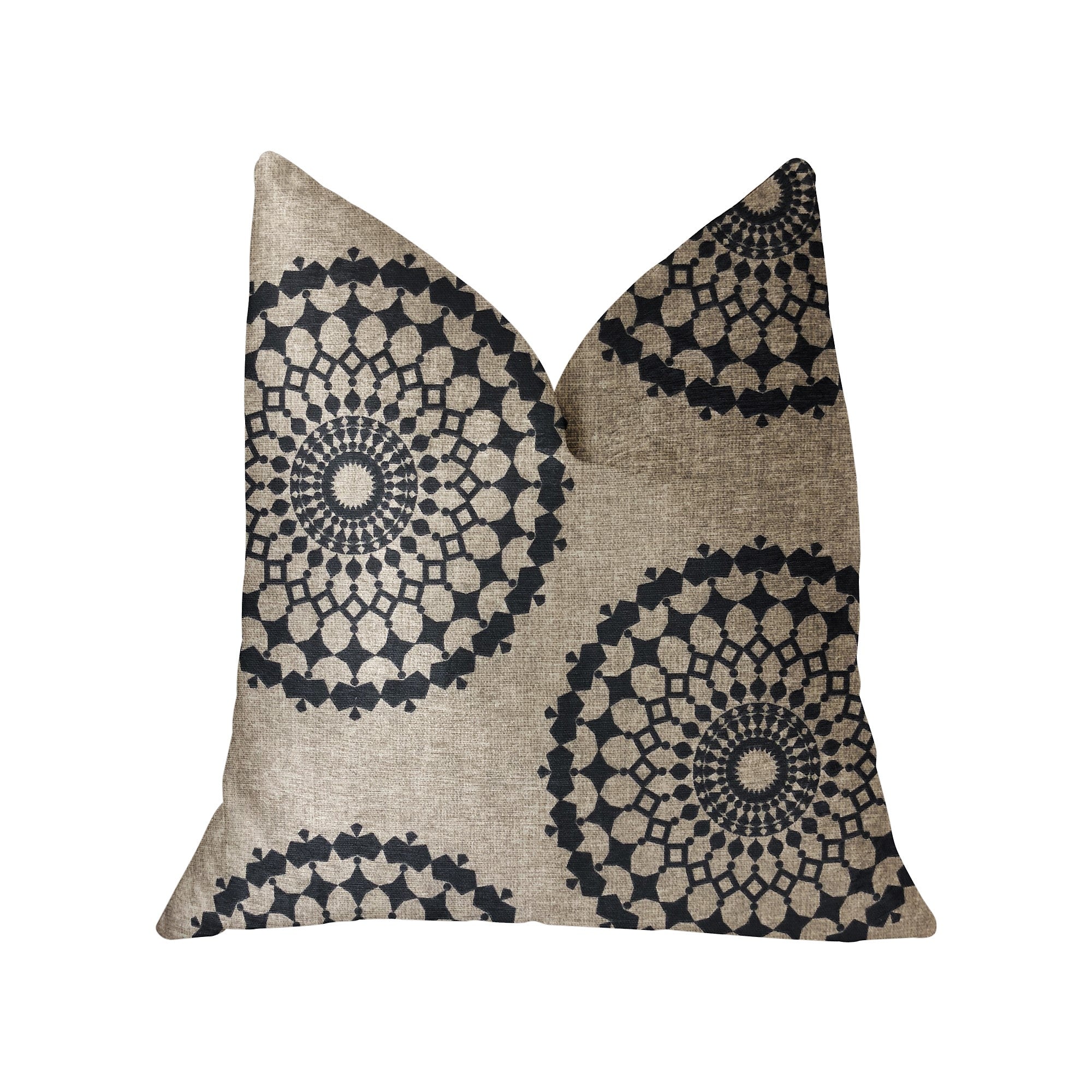 Cascade Gold, Green and Beige Luxury Throw Pillow showcasing a blend of cotton and linen with a stylish motif design.