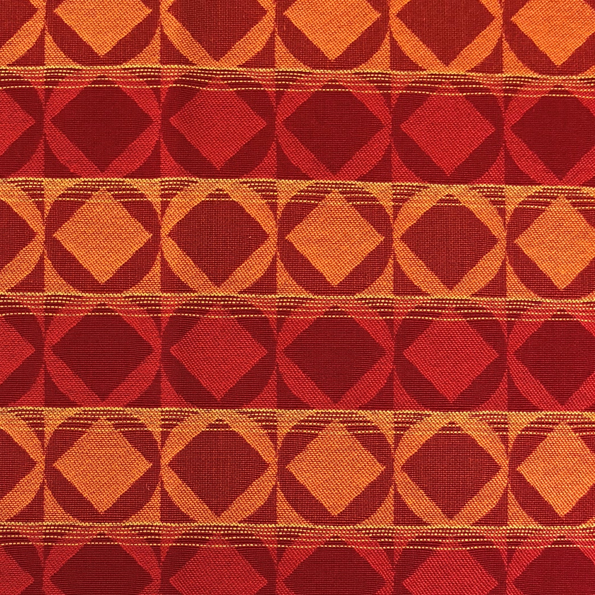 Celestial Red and Orange Luxury Throw Pillow featuring geometric pattern and invisible zipper, handmade in the USA.
