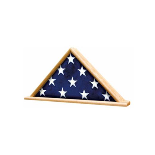 Ceremonial Flag Display Triangle made of solid oak, elegantly showcasing a 3' x 5' flag in a triangular case.
