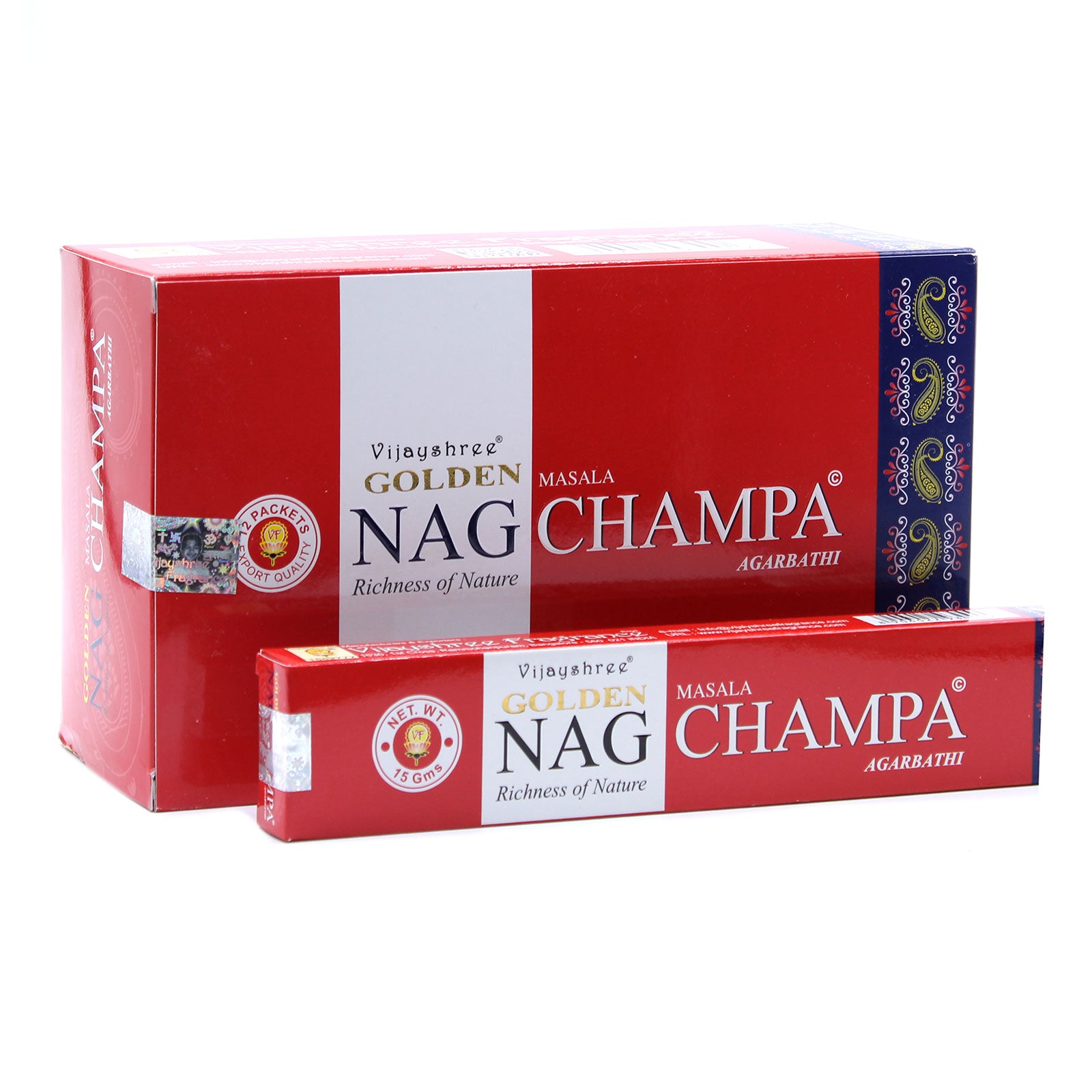 Champa Genuine Golden Nag incense sticks in a decorative holder, showcasing their elegant design and rich aroma.