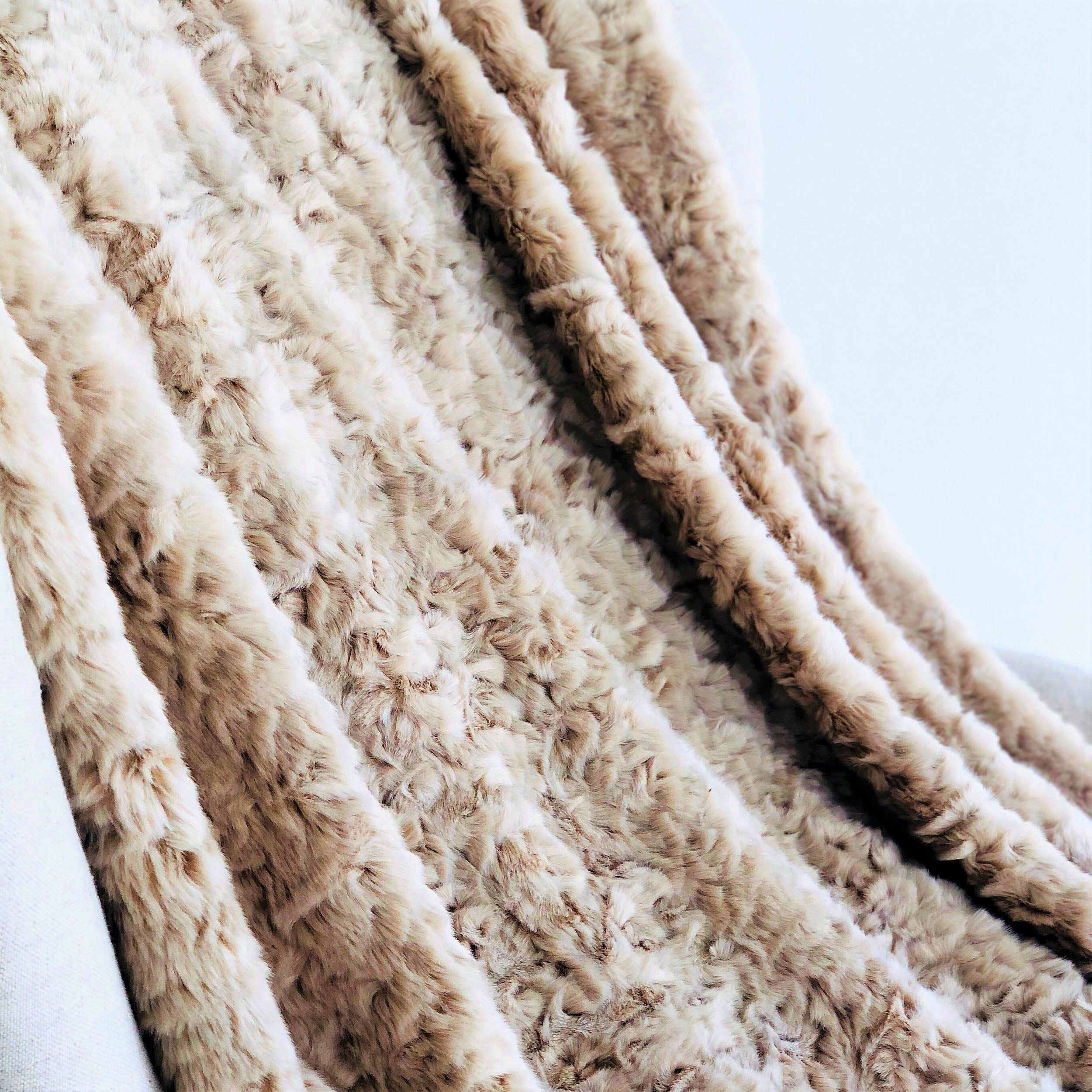 Champagne Persian Chilla Faux Fur Handmade Luxury Throw, showcasing its plush texture and elegant color, perfect for home décor.