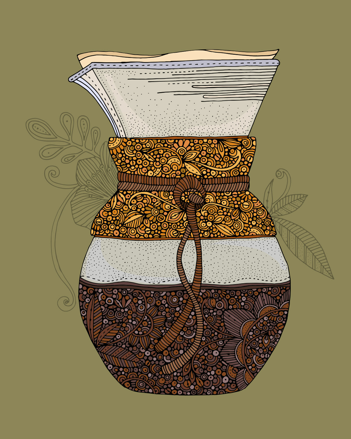 An 8x10 archival art print featuring original pen and ink artwork with vibrant digital coloring, ready to frame.