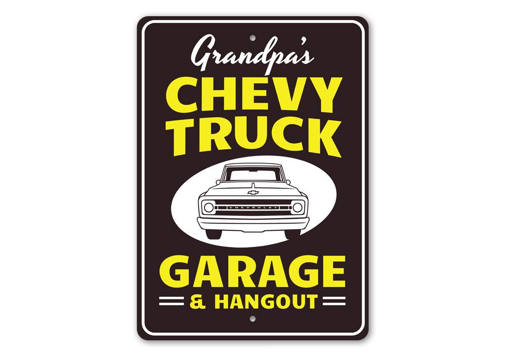 "Grandpa's Chevy Truck Garage sign"