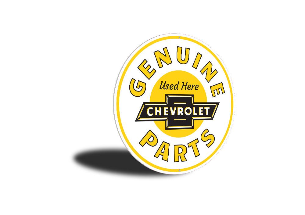 Chevy Genuine Parts Car Sign featuring iconic Chevy models, made from durable aluminum with customizable options.