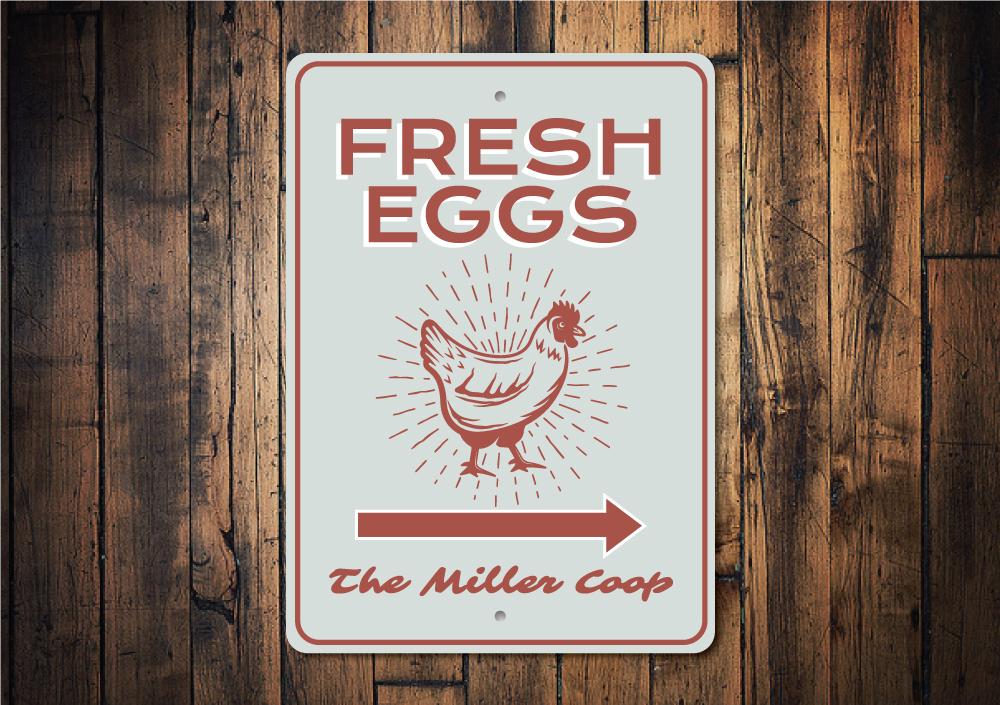 Customizable Chicken Coop Sign made from durable aluminum, featuring pre-drilled holes for easy mounting.