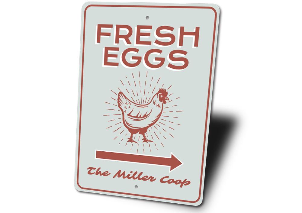 Customizable Chicken Coop Sign made from durable aluminum, featuring pre-drilled holes for easy mounting.