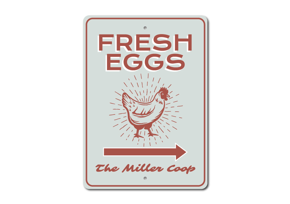 Customizable Chicken Coop Sign made from durable aluminum, featuring pre-drilled holes for easy mounting.