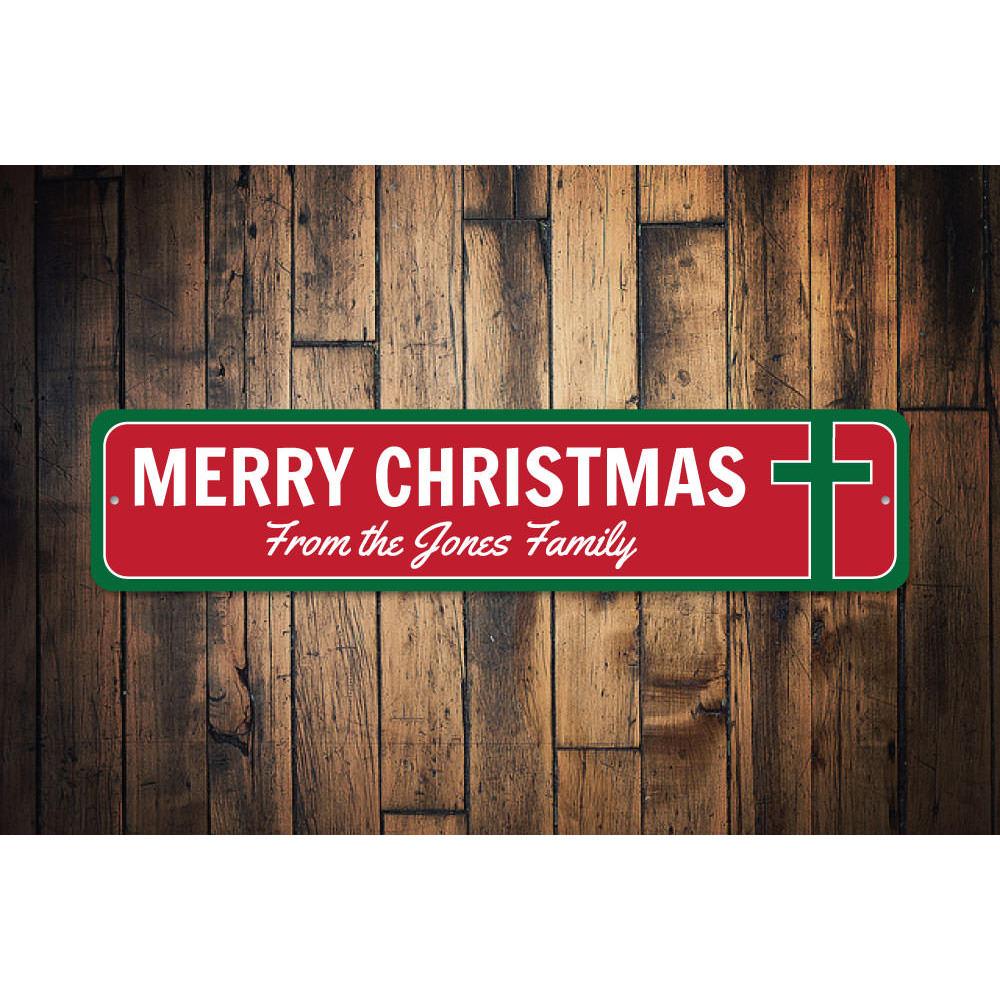 A beautifully designed Christian Cross Sign, perfect for Christmas decorations, showcasing a unique design made from high-quality aluminum.