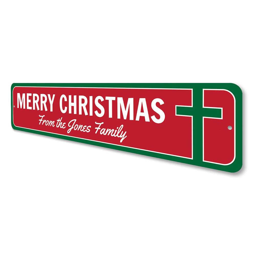 A beautifully designed Christian Cross Sign, perfect for Christmas decorations, showcasing a unique design made from high-quality aluminum.