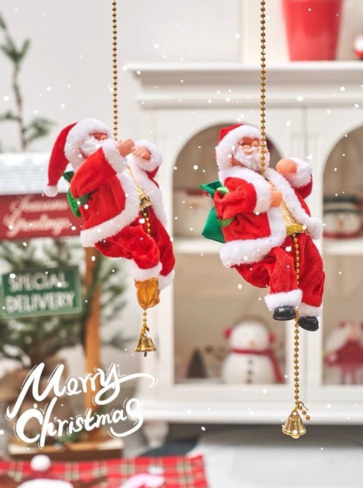 Christmas Electric Santa Decor featuring Santa climbing ropes and ladders, showcasing vibrant colors and detailed craftsmanship.