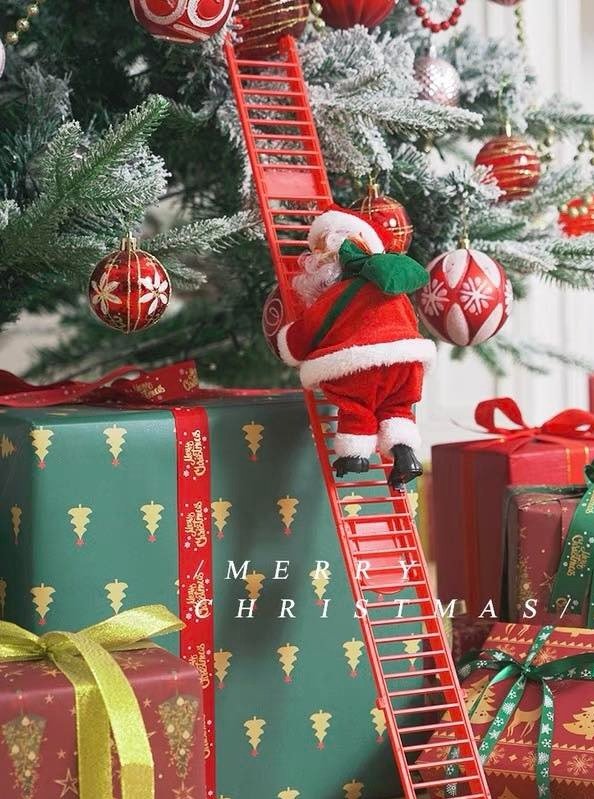 Christmas Electric Santa Decor featuring Santa climbing ropes and ladders, showcasing vibrant colors and detailed craftsmanship.