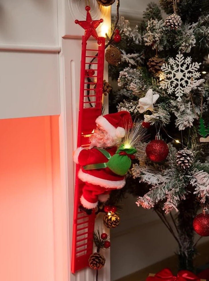 Christmas Electric Santa Decor featuring Santa climbing ropes and ladders, showcasing vibrant colors and detailed craftsmanship.