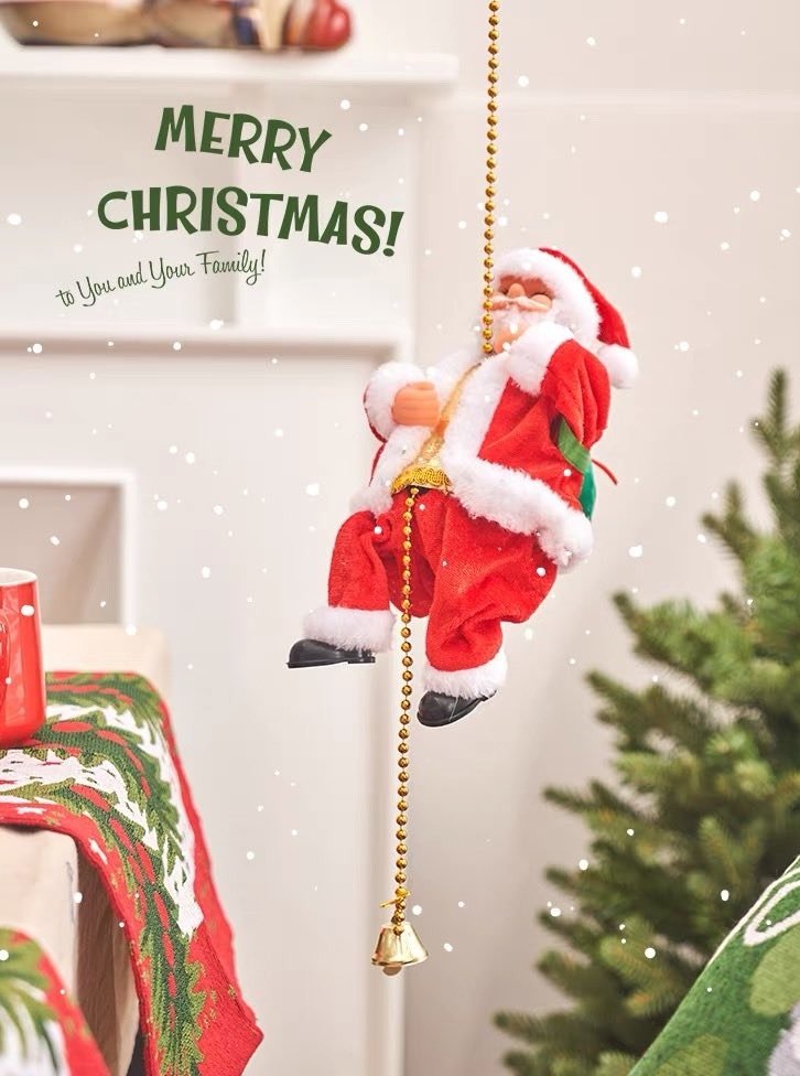 Christmas Electric Santa Decor featuring Santa climbing ropes and ladders, showcasing vibrant colors and detailed craftsmanship.