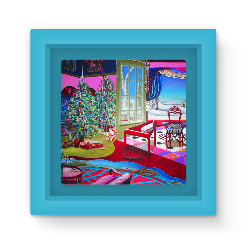 Colorful Christmas Painting Magnet Frame by Sharon Tatem featuring a vibrant design and reusable magnet.